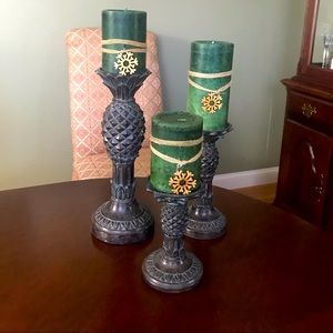 Pineapple Pillar Candle Holders Set of 3